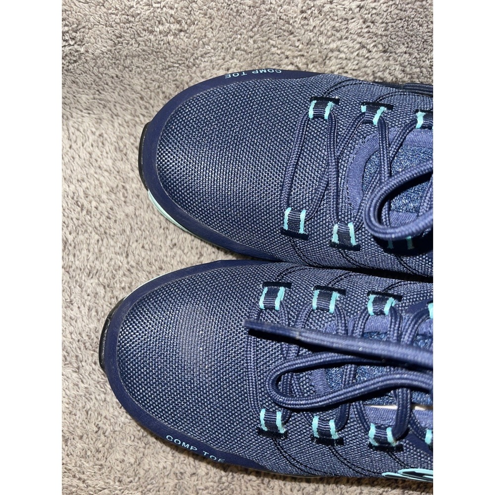 Skechers Navy Blue and Mint Green Women's Sneakers - Picture 4 of 7